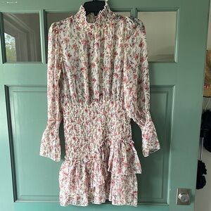 Floral Ruffle Dress with Smocked Waist